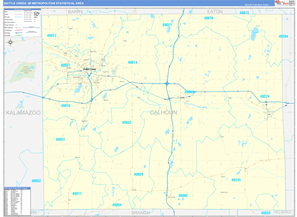 Battle Creek Metro Area Wall Map